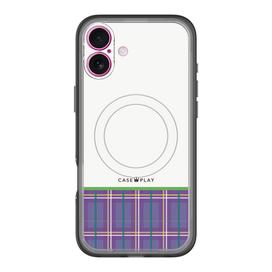 スリムプロテクションプレミアムケース with MagSafe［ CASEPLAY Tartan Check - Purple ］