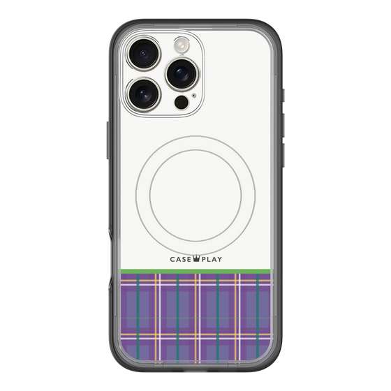 スリムプロテクションプレミアムケース with MagSafe［ CASEPLAY Tartan Check - Purple ］