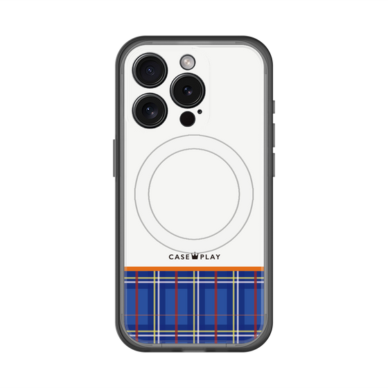 スリムプロテクションプレミアムケース with MagSafe［ CASEPLAY Tartan Check - Blue ］