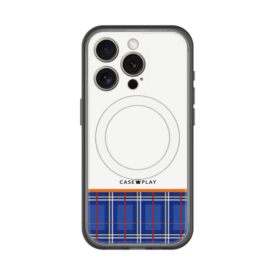 スリムプロテクションプレミアムケース with MagSafe［ CASEPLAY Tartan Check - Blue ］