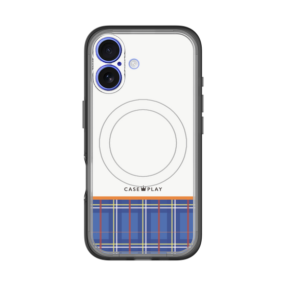 スリムプロテクションプレミアムケース with MagSafe［ CASEPLAY Tartan Check - Blue ］