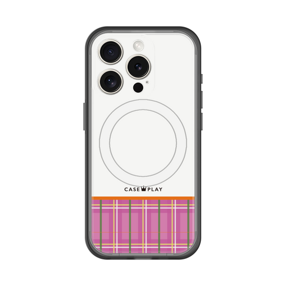 スリムプロテクションプレミアムケース with MagSafe［ CASEPLAY Tartan Check - Pink ］