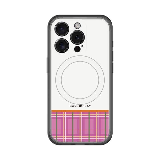 スリムプロテクションプレミアムケース with MagSafe［ CASEPLAY Tartan Check - Pink ］