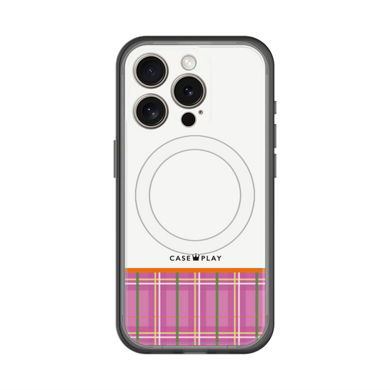 スリムプロテクションプレミアムケース with MagSafe［ CASEPLAY Tartan Check - Pink ］