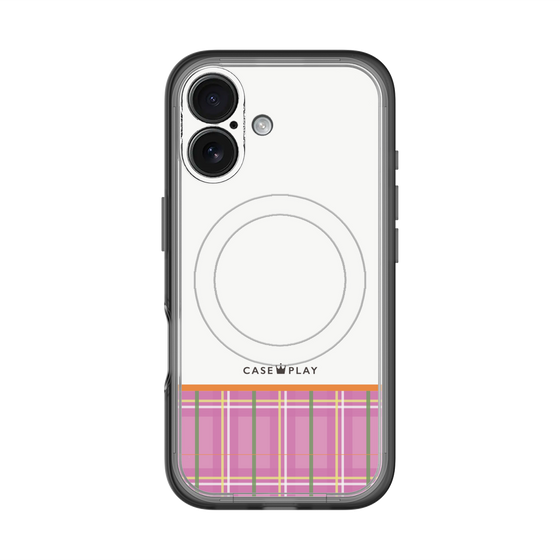 スリムプロテクションプレミアムケース with MagSafe［ CASEPLAY Tartan Check - Pink ］