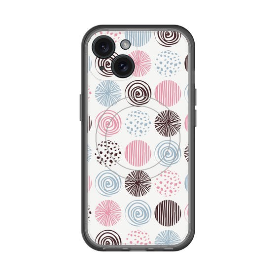 スリムプロテクションプレミアムケース with MagSafe［ Nordic Circle - Pink ］