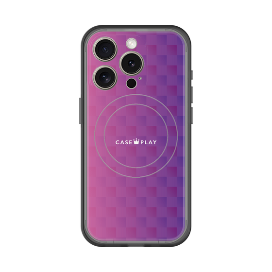 スリムプロテクションプレミアムケース with MagSafe［ CASEPLAY Check - Purple ］