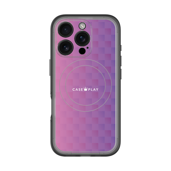 スリムプロテクションプレミアムケース with MagSafe［ CASEPLAY Check - Purple ］