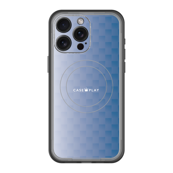 スリムプロテクションプレミアムケース with MagSafe［ CASEPLAY Check - Blue ］