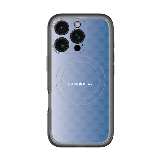 スリムプロテクションプレミアムケース with MagSafe［ CASEPLAY Check - Blue ］