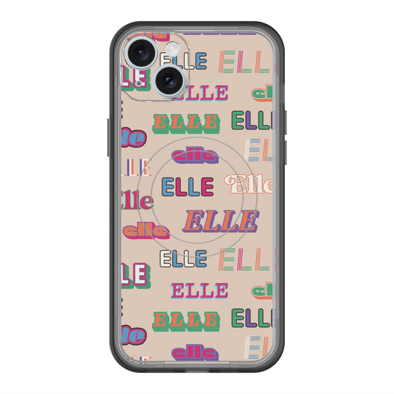 スリムプロテクションプレミアムケース with MagSafe［ ELLE - ミックスロゴ ］