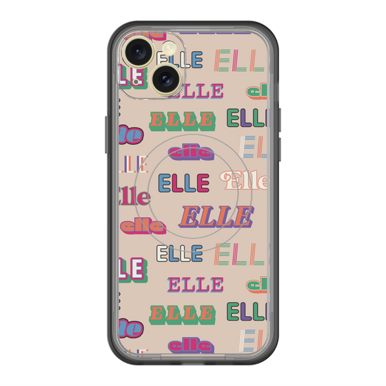 スリムプロテクションプレミアムケース with MagSafe［ ELLE - ミックスロゴ ］