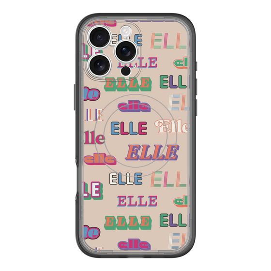 スリムプロテクションプレミアムケース with MagSafe［ ELLE - ミックスロゴ ］
