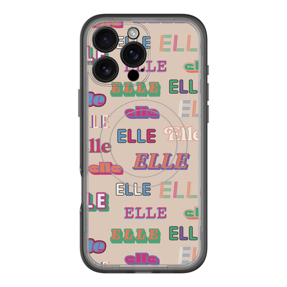 スリムプロテクションプレミアムケース with MagSafe［ ELLE - ミックスロゴ ］