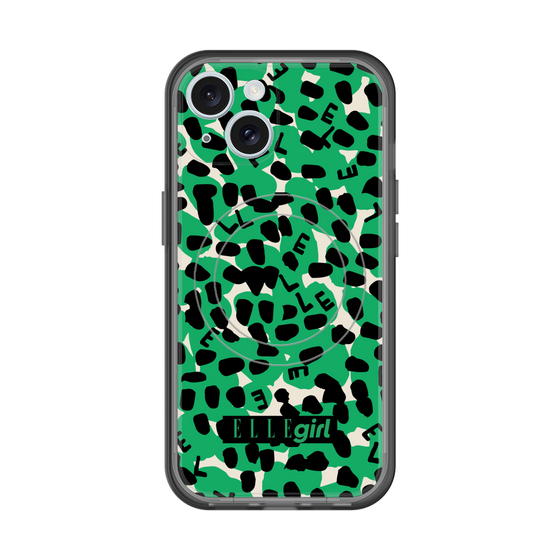 スリムプロテクションプレミアムケース with MagSafe［ ELLEgirl - レオパード - Green ］