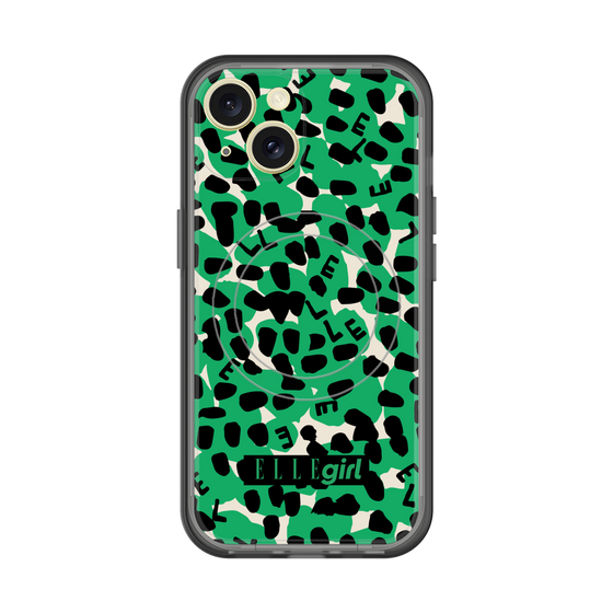 スリムプロテクションプレミアムケース with MagSafe［ ELLEgirl - レオパード - Green ］