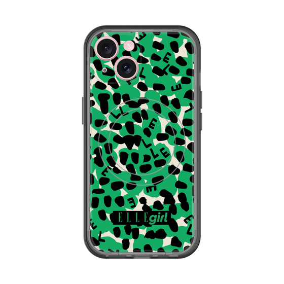 スリムプロテクションプレミアムケース with MagSafe［ ELLEgirl - レオパード - Green ］