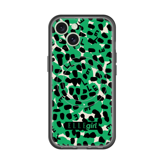 スリムプロテクションプレミアムケース with MagSafe［ ELLEgirl - レオパード - Green ］