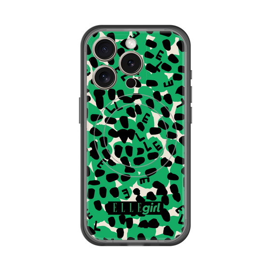 スリムプロテクションプレミアムケース with MagSafe［ ELLEgirl - レオパード - Green ］