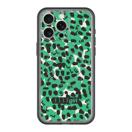 スリムプロテクションプレミアムケース with MagSafe［ ELLEgirl - レオパード - Green ］