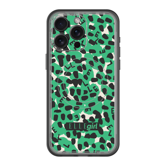 スリムプロテクションプレミアムケース with MagSafe［ ELLEgirl - レオパード - Green ］
