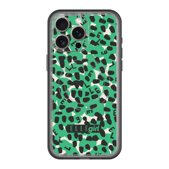 スリムプロテクションプレミアムケース with MagSafe［ ELLEgirl - レオパード - Green ］