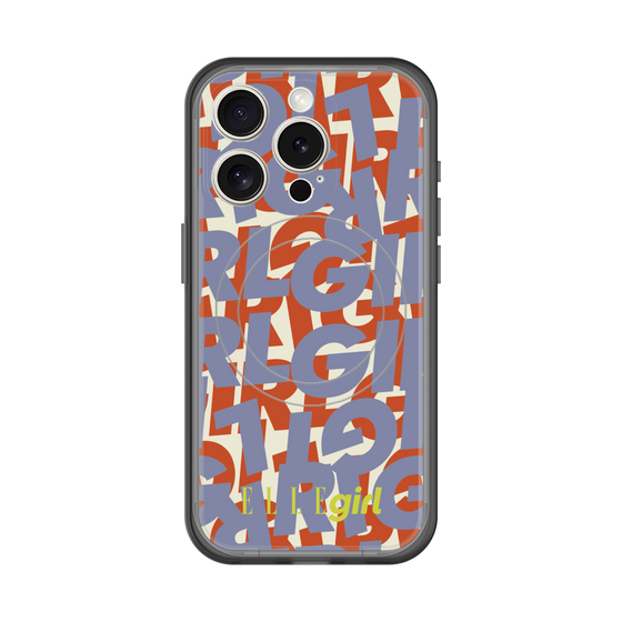 スリムプロテクションプレミアムケース with MagSafe［ ELLEgirl - ミックスロゴ - Purple ］