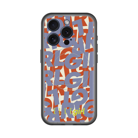 スリムプロテクションプレミアムケース with MagSafe［ ELLEgirl - ミックスロゴ - Purple ］