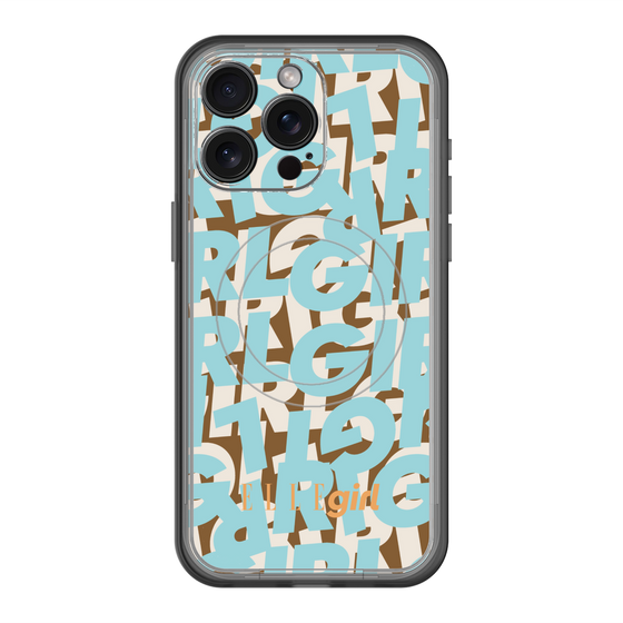 スリムプロテクションプレミアムケース with MagSafe［ ELLEgirl - ミックスロゴ - Pale blue ］
