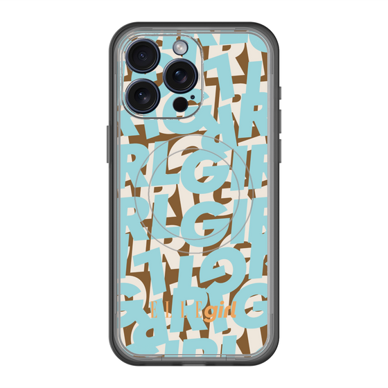スリムプロテクションプレミアムケース with MagSafe［ ELLEgirl - ミックスロゴ - Pale blue ］