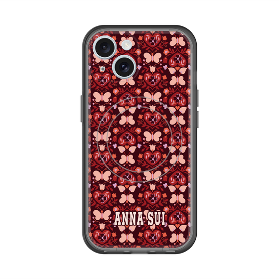 スリムプロテクションプレミアムケース with MagSafe［ ANNA SUI - バタフライハーツ - レッド ］