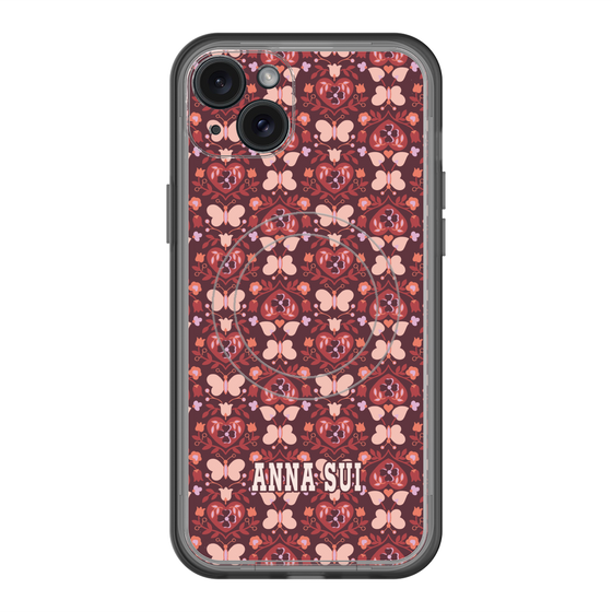 スリムプロテクションプレミアムケース with MagSafe［ ANNA SUI - バタフライハーツ - レッド ］