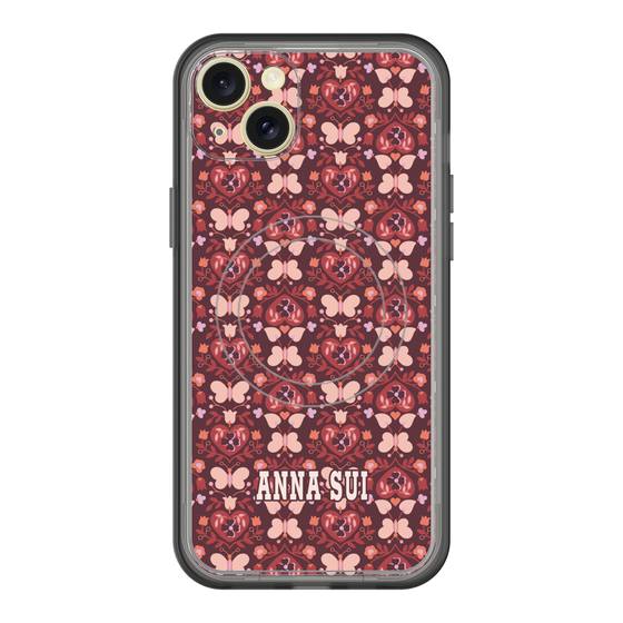 スリムプロテクションプレミアムケース with MagSafe［ ANNA SUI - バタフライハーツ - レッド ］
