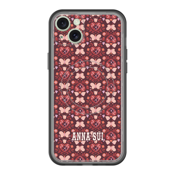 スリムプロテクションプレミアムケース with MagSafe［ ANNA SUI - バタフライハーツ - レッド ］