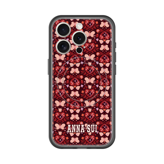 スリムプロテクションプレミアムケース with MagSafe［ ANNA SUI - バタフライハーツ - レッド ］