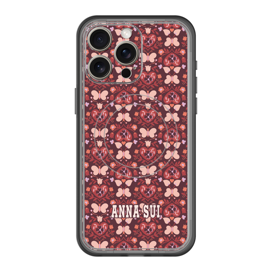 スリムプロテクションプレミアムケース with MagSafe［ ANNA SUI - バタフライハーツ - レッド ］