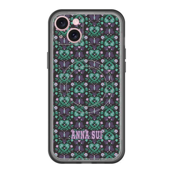 スリムプロテクションプレミアムケース with MagSafe［ ANNA SUI - バタフライハーツ - グリーン ］