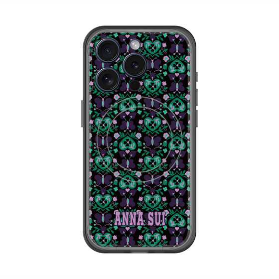 スリムプロテクションプレミアムケース with MagSafe［ ANNA SUI - バタフライハーツ - グリーン ］