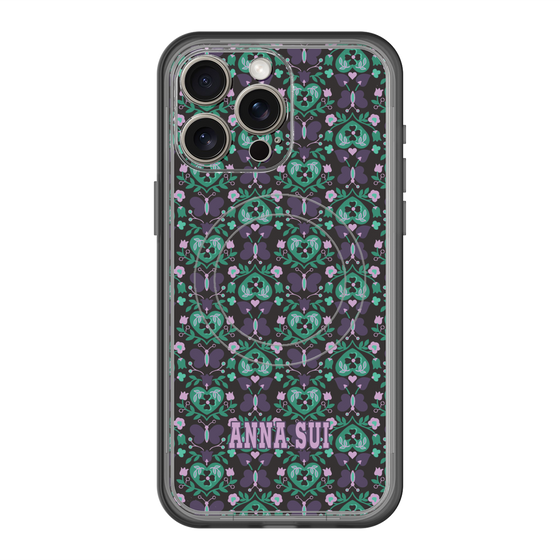 スリムプロテクションプレミアムケース with MagSafe［ ANNA SUI - バタフライハーツ - グリーン ］