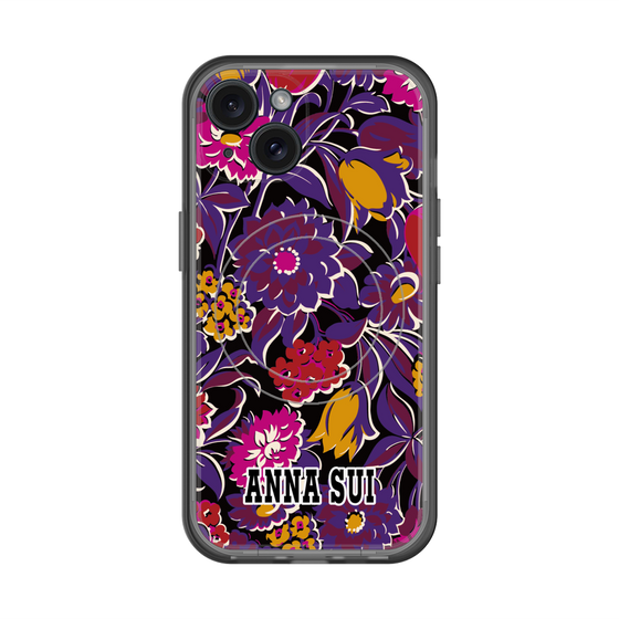 スリムプロテクションプレミアムケース with MagSafe［ ANNA SUI - ガーデンフワラー - マゼンタ ］