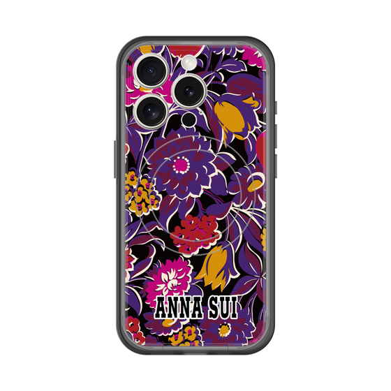 スリムプロテクションプレミアムケース with MagSafe［ ANNA SUI - ガーデンフワラー - マゼンタ ］