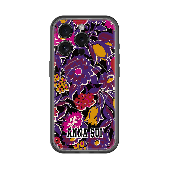 スリムプロテクションプレミアムケース with MagSafe［ ANNA SUI - ガーデンフワラー - マゼンタ ］