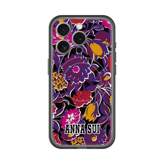 スリムプロテクションプレミアムケース with MagSafe［ ANNA SUI - ガーデンフワラー - マゼンタ ］