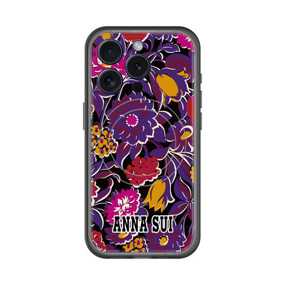 スリムプロテクションプレミアムケース with MagSafe［ ANNA SUI - ガーデンフワラー - マゼンタ ］