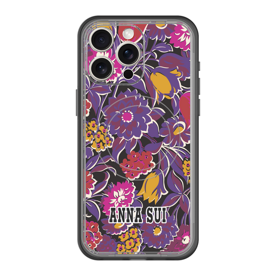 スリムプロテクションプレミアムケース with MagSafe［ ANNA SUI - ガーデンフワラー - マゼンタ ］