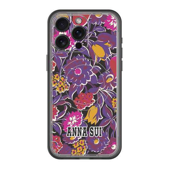 スリムプロテクションプレミアムケース with MagSafe［ ANNA SUI - ガーデンフワラー - マゼンタ ］