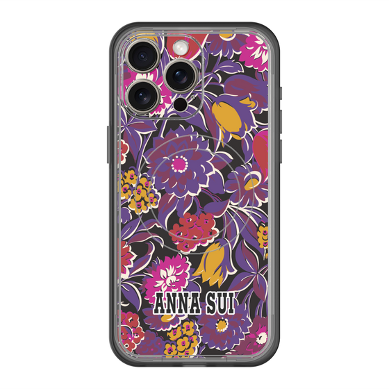 スリムプロテクションプレミアムケース with MagSafe［ ANNA SUI - ガーデンフワラー - マゼンタ ］