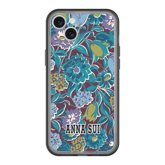 スリムプロテクションプレミアムケース with MagSafe［ ANNA SUI - ガーデンフワラー - シアン ］