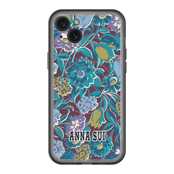スリムプロテクションプレミアムケース with MagSafe［ ANNA SUI - ガーデンフワラー - シアン ］