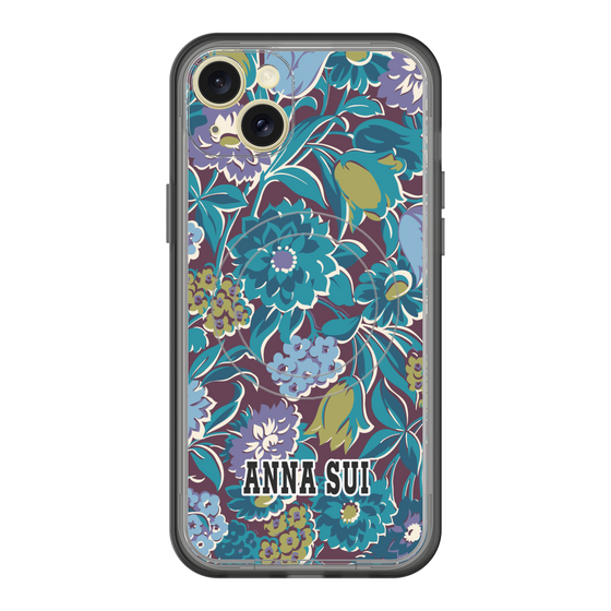 スリムプロテクションプレミアムケース with MagSafe［ ANNA SUI - ガーデンフワラー - シアン ］